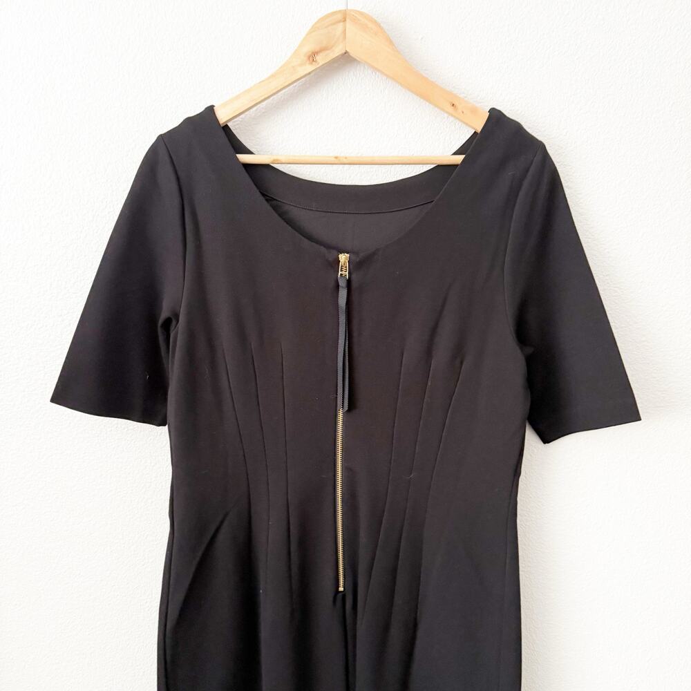 BODEN | Aurelia Ottoman Dress Midi Exposed Zipper Fitted 3/4 Sleeve | Size 12 - Picture 6 of 10